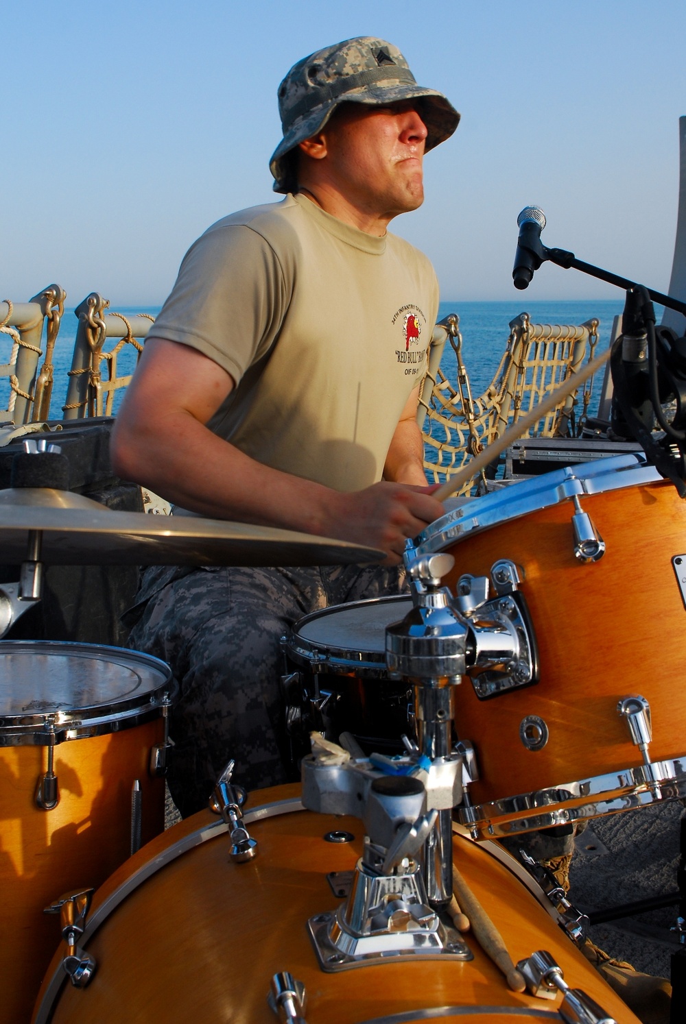 Army Drummer Entertains Sailors Aboard USS Decatur in Persian Gulf