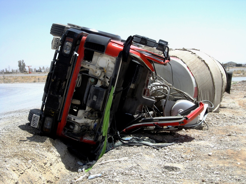 Army Master Sgt. Renders First Aid After Cement Truck Rollover in Afghanistan