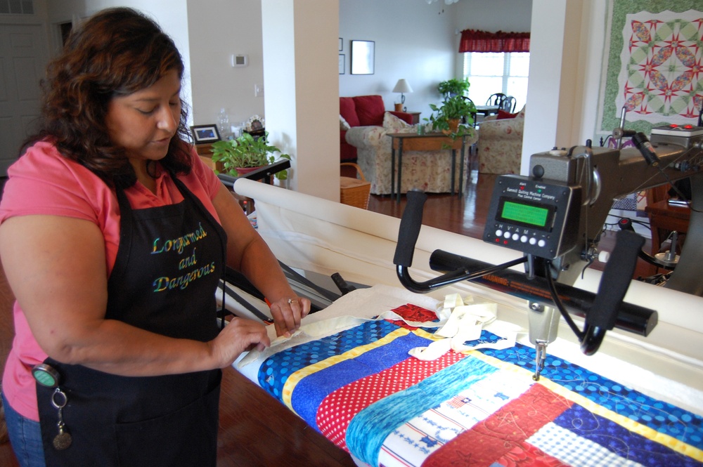 Quilter Irene Hafer Stitches Together Quilts of Valor in Home Studio