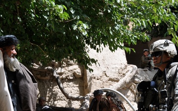 U.S. Army Officer Engages Local Leaders During Patrol in Afghanistan