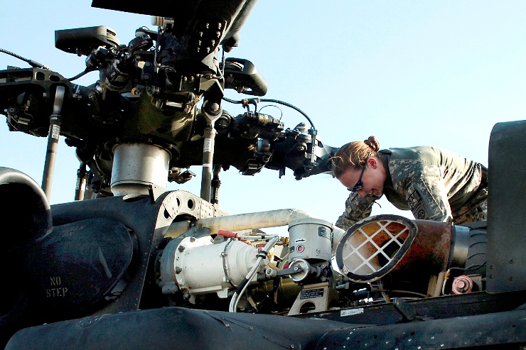 Army Medevac Pilot Inspects Black Hawk Helicopter in Afghanistan