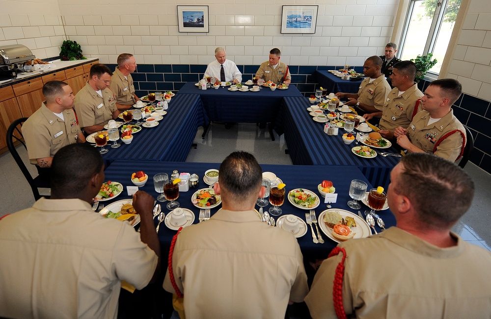Defense Secretary Gates Visits Navy Recruits at Great Lakes Training Center