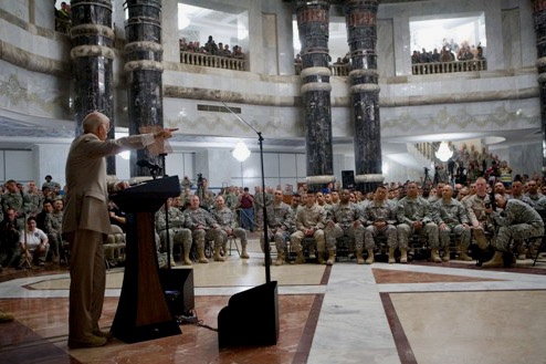 Biden Welcomes New U.S. Citizens at Camp Victory in Iraq