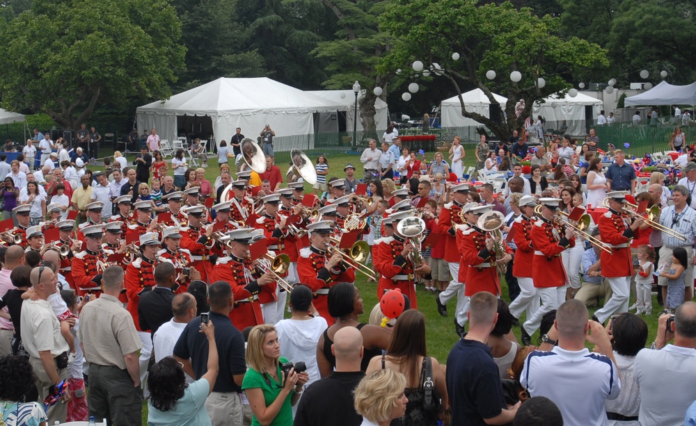 Marine Corps Band Marches Through White House for Independence Day Celebration