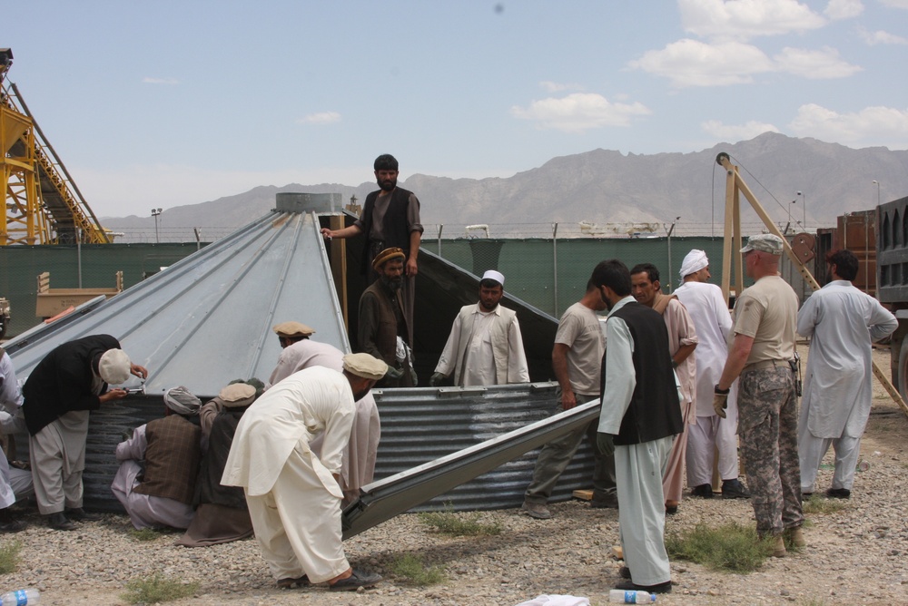 Afghan Farmers Build Grain Bin with U.S. Soldiers' Help