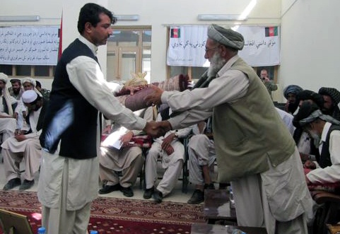 Afghan Officials Distribute Gifts, Break Ground on Education Center in Zormat