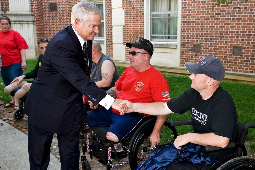 Defense Secretary Visits Wounded Troops at Walter Reed
