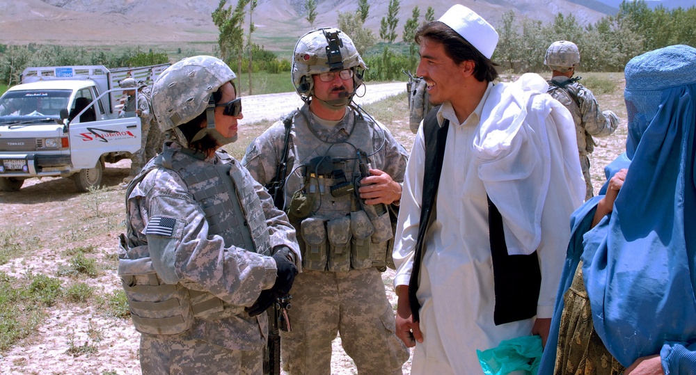 U.S. Soldiers Conduct Search at Afghan Traffic Checkpoint