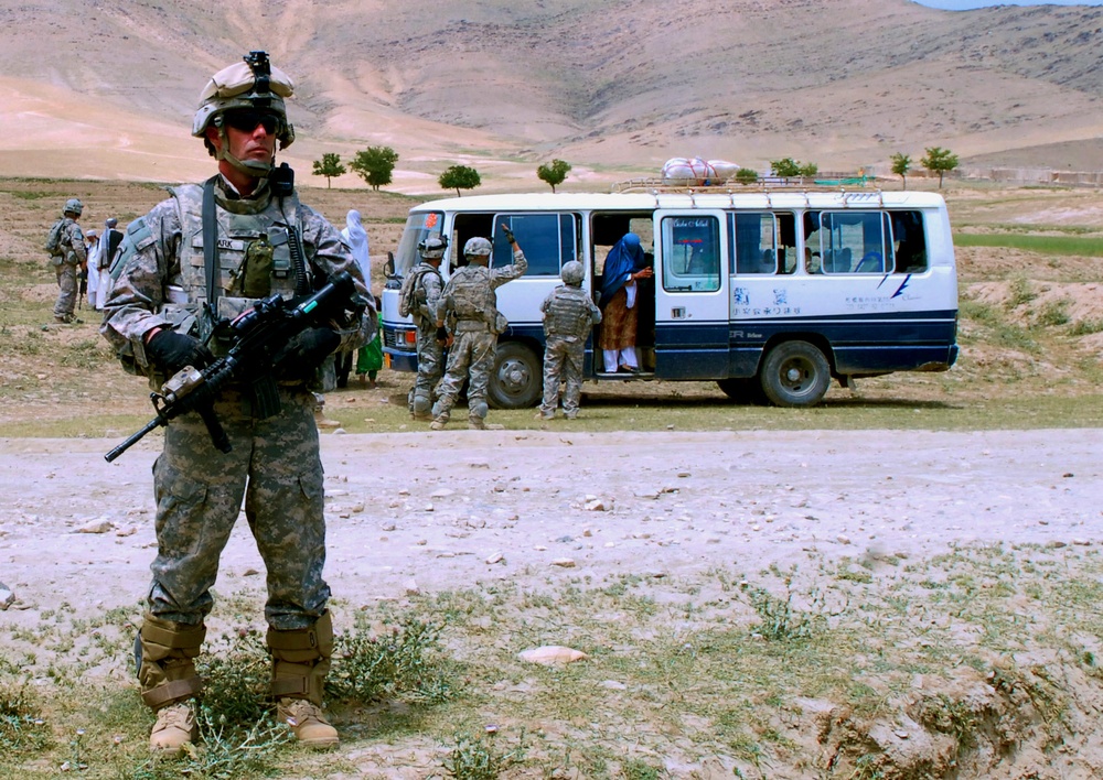 U.S. Troops Conduct Security Checkpoint in Afghanistan