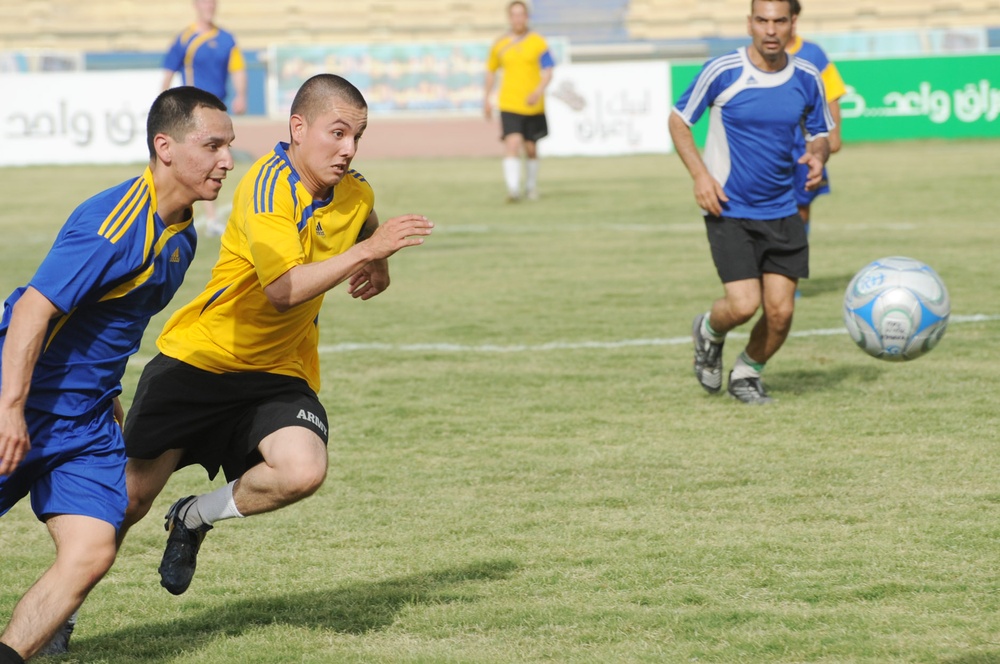 Paratroopers Compete in Soccer Match in Baghdad