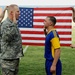 Army Soldier Reenlists at Soccer Match in Baghdad