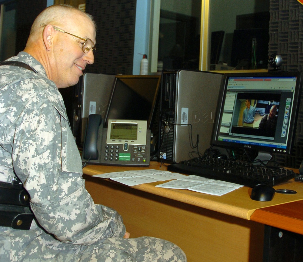 Army Lt. Col. Swears in Son via Webcam from Baghdad to Iowa