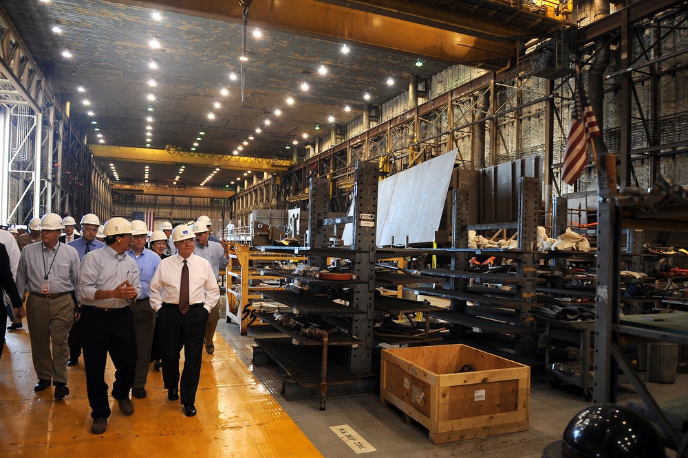 Defense Secretary Gates Tours Bath Iron Works Shipyard