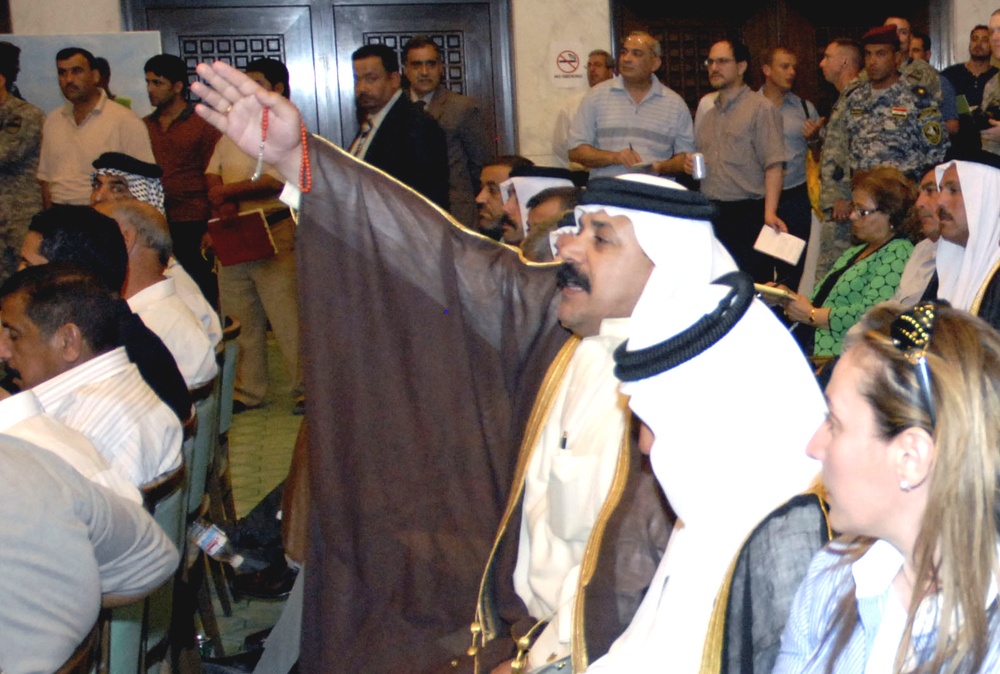 Iraqi Civilian Security Leader Addresses Government at Baghdad Conference