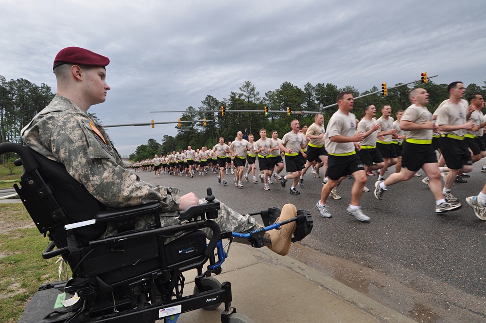 Injured Airborne Sergeant Watches 82nd Airborne Division's All American Week Celebration