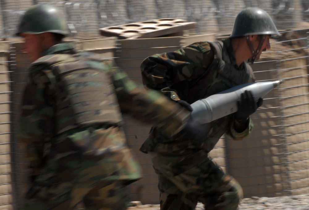 Afghan Artilleryman Trains on D-30 Howitzer at FOB Airborne