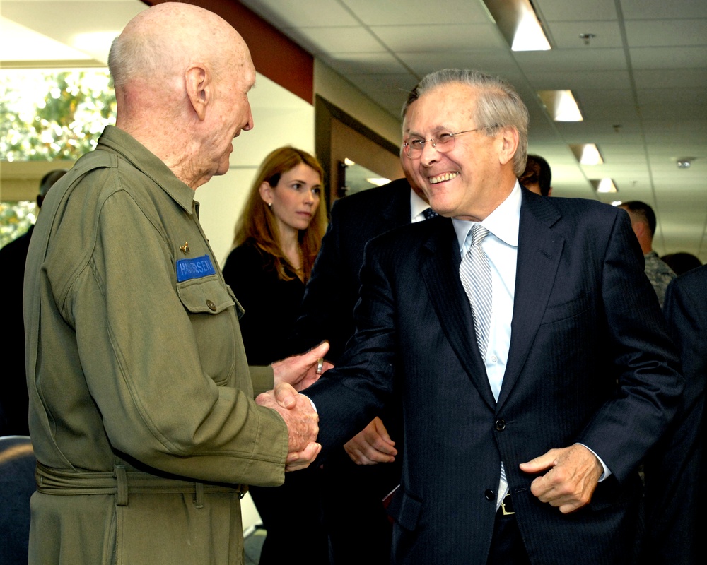 Rumsfeld Honors 'Candy Bomber' Pilot at Pentagon Humanitarian Corridor Dedication