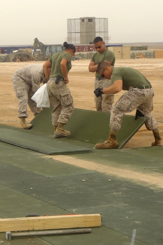Marines Build Helicopter Landing Pad at Forward Operating Base in Afghanistan