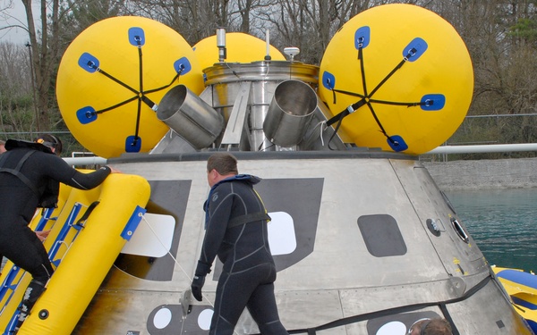 Retro Space Crew Module Undergoes Tests at Navy Facility