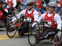 Wounded Warriors Walding and Solheim Start Boston Marathon Together