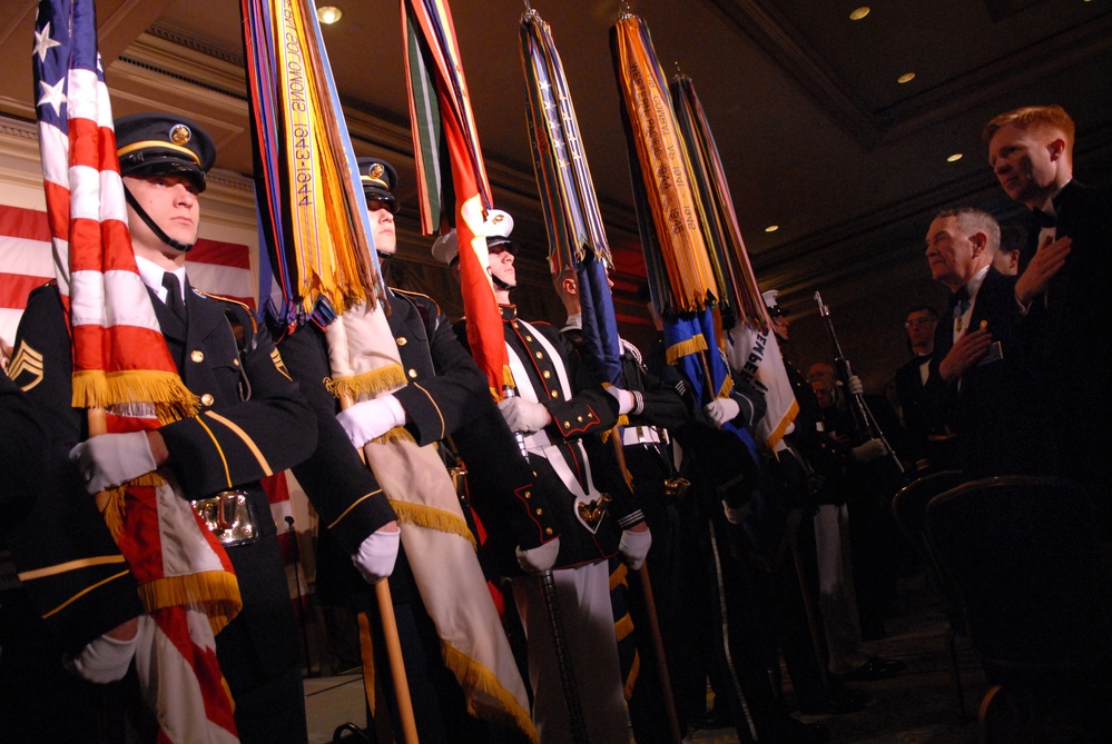 U.S. Armed Forces Color Guard Presents National Colors at USO Awards Dinner