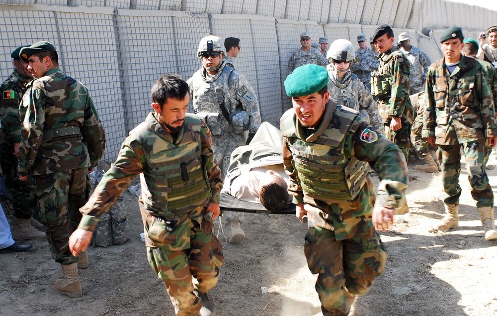 Afghan Army Soldiers Demonstrate Medical Training in Afghanistan