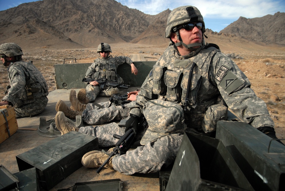 Army Sergeant Enjoys View from Truck in Afghanistan