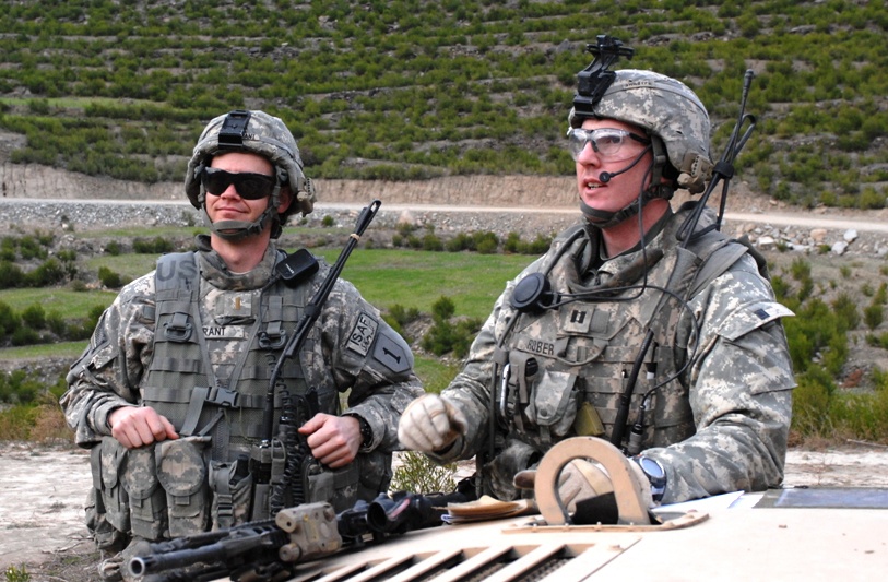 Army Captains Coordinate Night Security Plan in Afghanistan