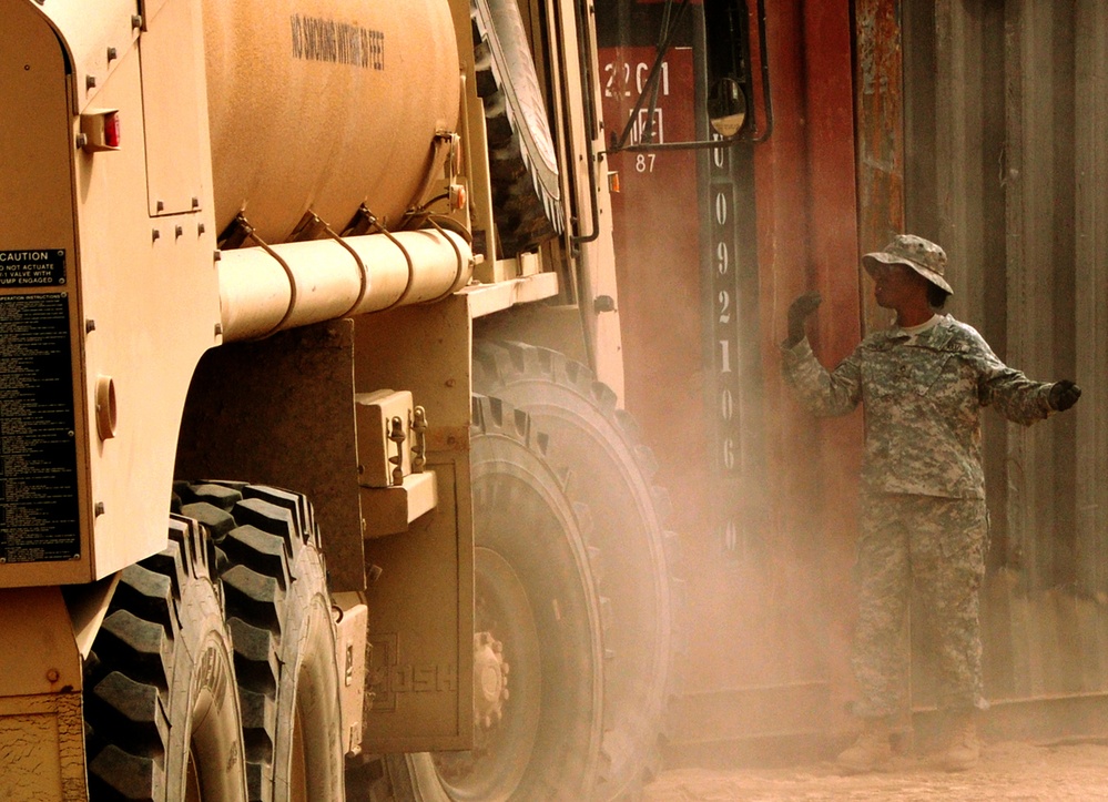 Grandmother of Three Guides Fuel Truck in Iraq