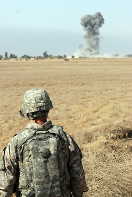 U.S. Soldier Observes Destruction of Explosives-Laden School in Iraq