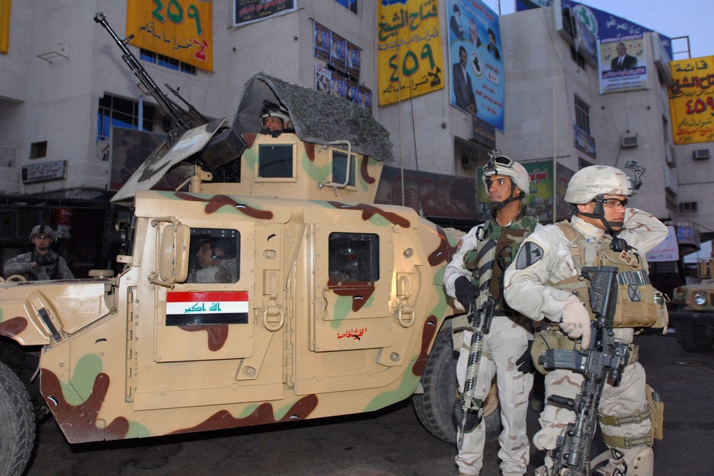 U.S. Army Supports Iraqi Forces at Baghdad Checkpoint