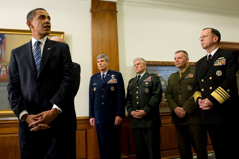 Obama Meets with Military Leaders at the Pentagon