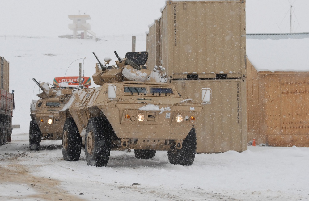 Armored Vehicles Convoy Arrives at Forward Operating Base Shank in Afghanistan
