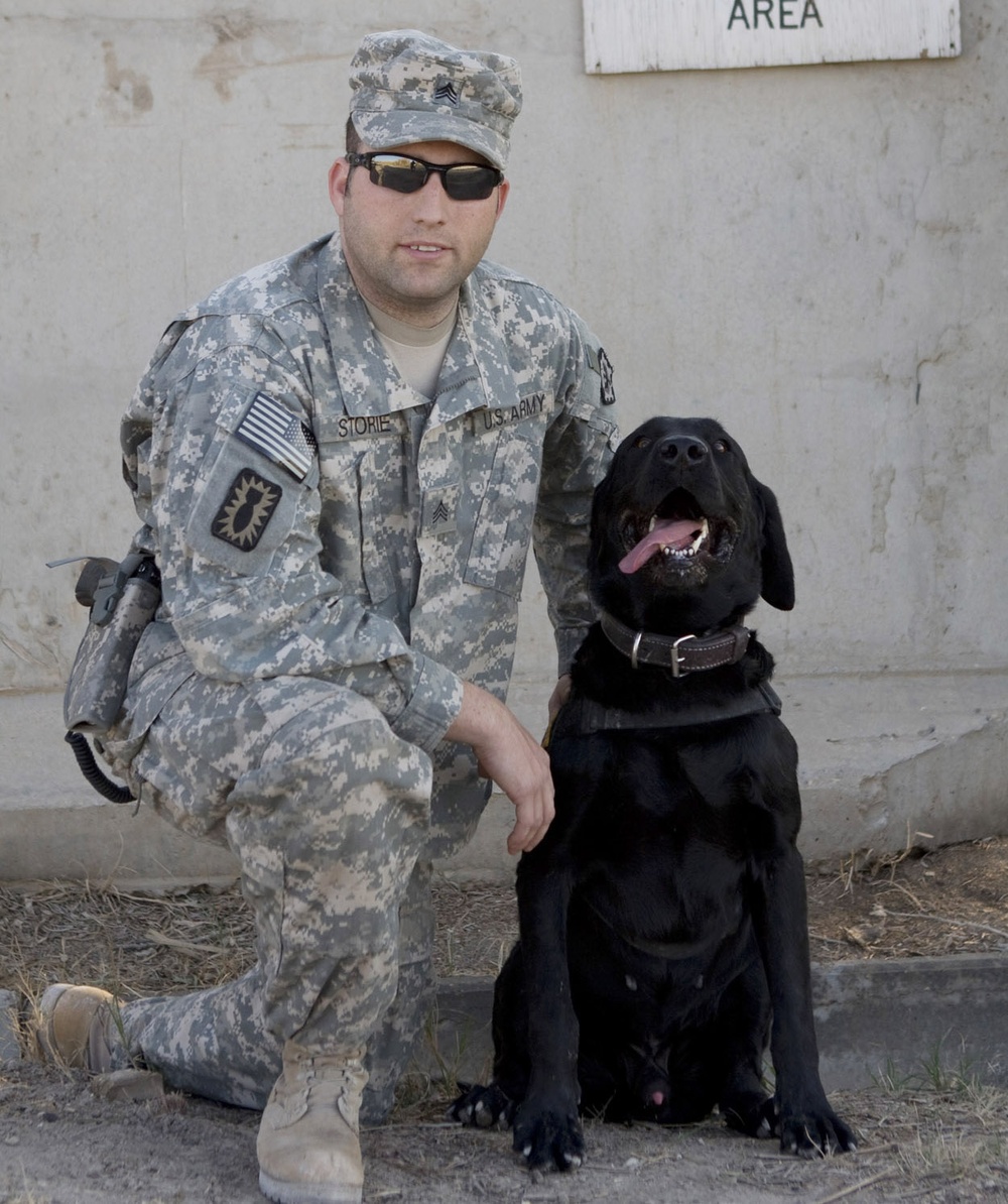 Army Dog Handler and Canine Partner Take Break After Explosives Training in Iraq