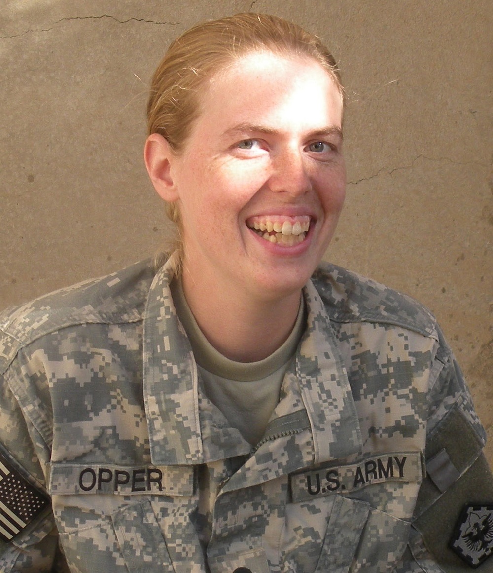Army Specialist Smiles After Day's Work in Baghdad