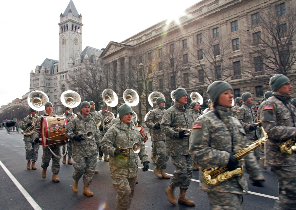 U.S. Army Brass Band Marches in Inaugural Parade Rehearsal
