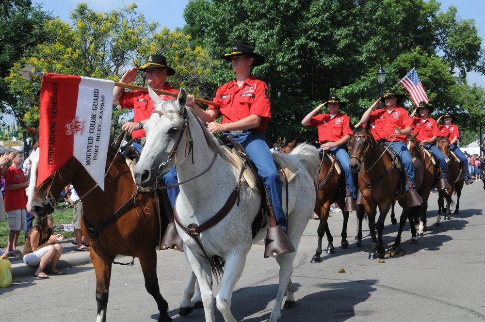 1st Infantry Division Soldiers Ride in Sundown Salute Parade