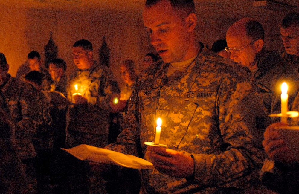 Soldiers Celebrate Christmas Eve with Candlelight Service at New Chapel