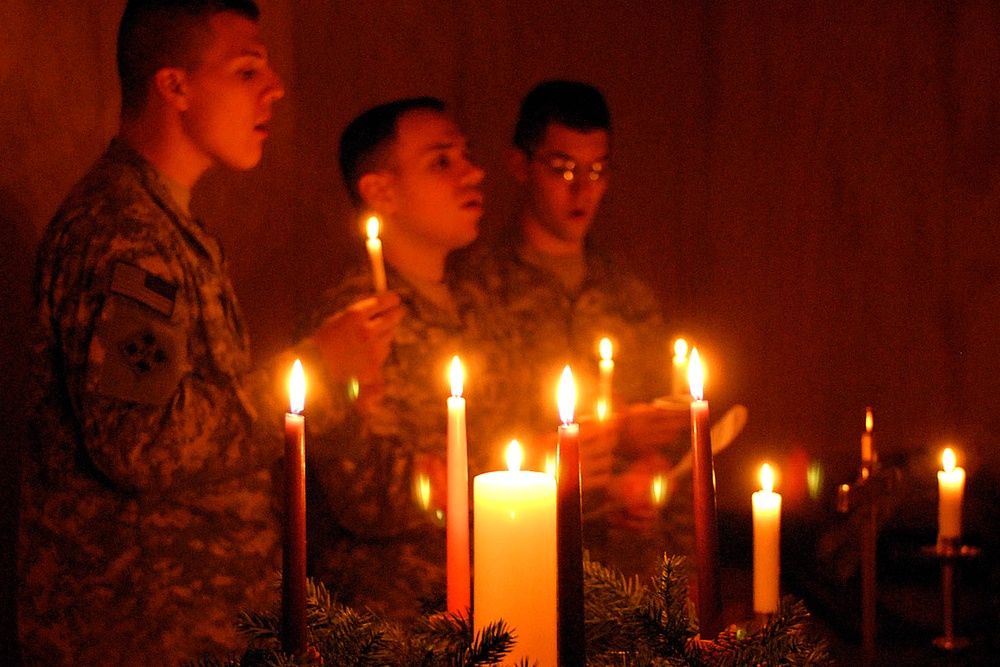 Soldiers Spread Holiday Cheer with Christmas Carols at Forward Operating Base