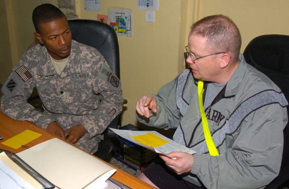 10th Mountain Division Soldiers Review Retirement Paperwork