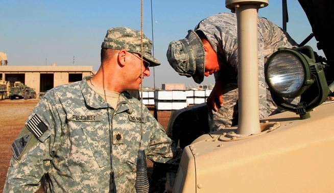 Military Leaders Inspect Warlock Countermeasure System on Humvee