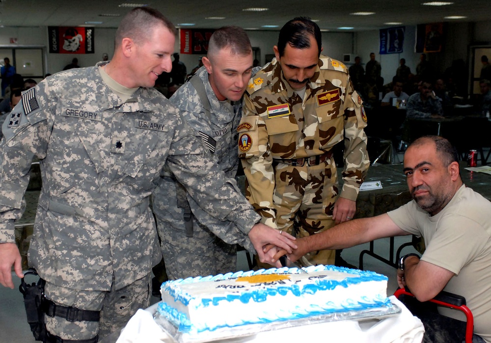 U.S. and Iraqi Forces Dedicate Dining Facility in Baghdad
