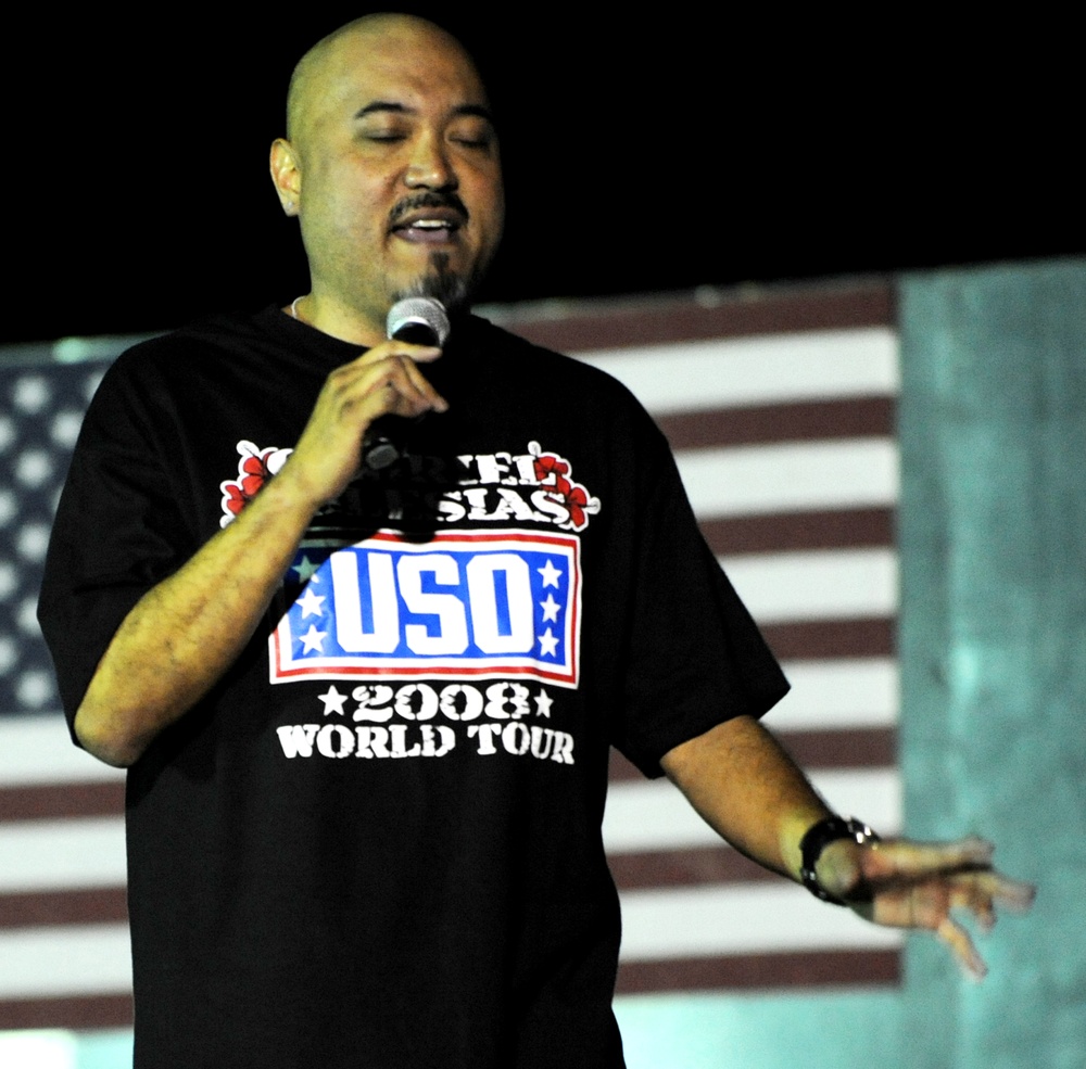 Comedian Entertains Troops at Camp Liberty, Iraq