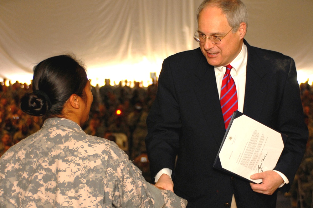 U.S. Ambassador Presents Naturalization Certificate to Soldier on Veterans Day
