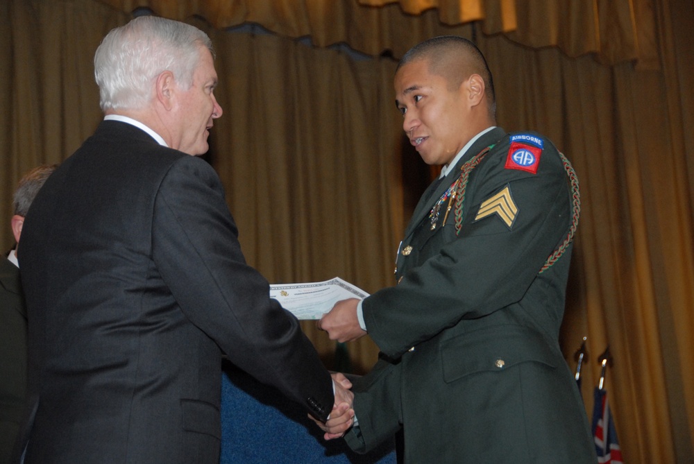 Defense Secretary Welcomes New U.S. Citizens Among Troops