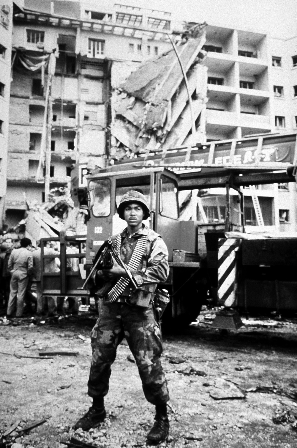 Marines Stand Guard at Bombed U.S. Embassy in Beirut