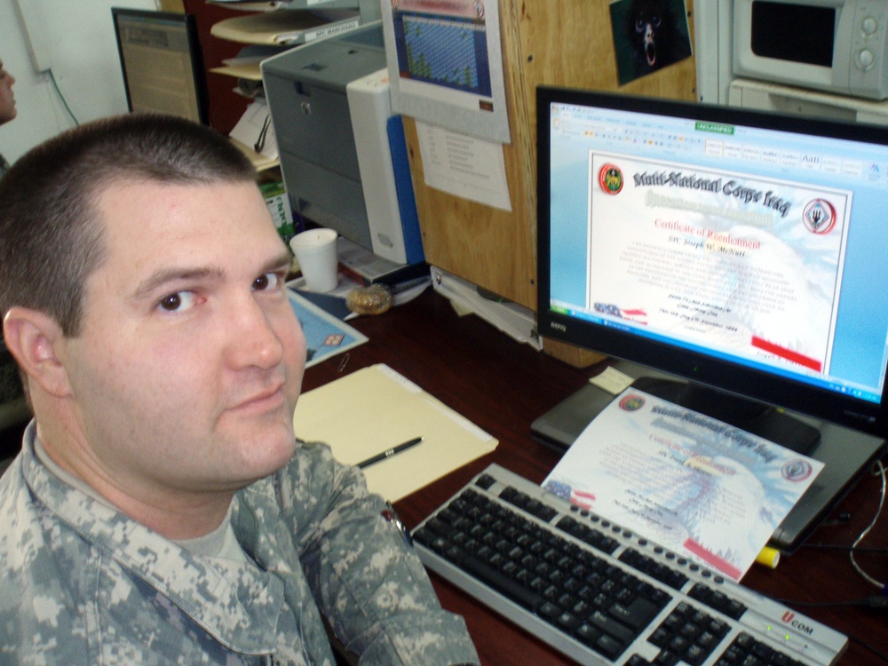 Army Sergeant Reenlists in Baghdad
