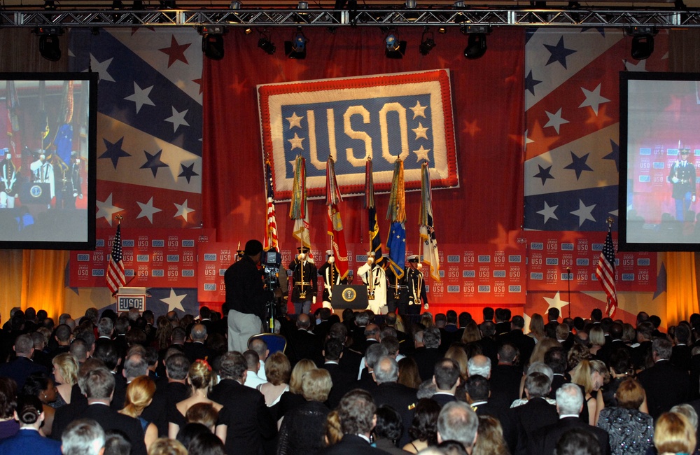 Joint-Service Color Guard Presents Colors at 2008 USO World Gala