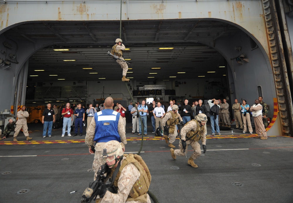 Marines Demonstrate Fast-Rope Exercise for Joint Civilian Orientation Conference Visitors