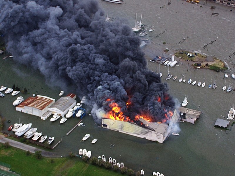 Air National Guard Crew Rescues Civilians and Pets from Yacht Warehouse Fire in Galveston